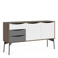 Fur Sideboard 2 Doors + 3 Drawers in Grey, White and Walnut