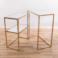 Gold Leaf Parisienne Set Of 2 Rectangular Mirrored Nesting Tables