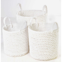 White Rope Set Of 3 Baskets