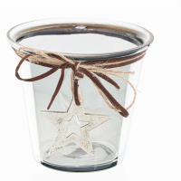 Smoked Midnight Hammered Star Small Candle Holder