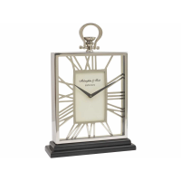 Silver And Black Skeletal Mantel Clock