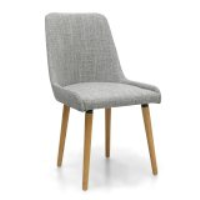 Grey Weave Linen Fabric Upholstery Kitchen Dining Room Chair Tapered Wooden Legs