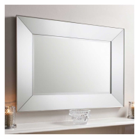 Vastro Modern Bevelled Mirrored Glass Rectangular Wall Mirror in Silver 122x91.5cm
