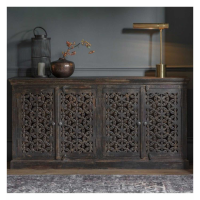 Large Bohemian Intricate Design 4 Door Dark Mango Wood Sideboard 180cm Wide
