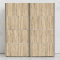 Modern White In Light Oak 2 Sliding Double Door Bedroom Wardrobe 200.4x182.4cm