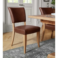 Belgrave Rustic Oak Rustic Tan Faux Leather Upholstered Dining Room Chair