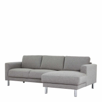 Modern Light Grey Fabric Right Hand Corner Chaise Sofa On Metal Legs 81x234cm