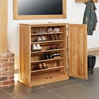 Modern Solid Light Oak Lacquered Large Shoe Storage Cupboard for 18 Pairs 107x80cm
