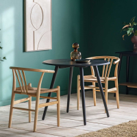 Mid Century Style Black Wooden Small Kitchen Round Dining Table 90cm Dia