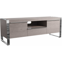 Silver Grey Oak Chrome Standard TV Media Entertainment Unit 2 Door 1 Drawer