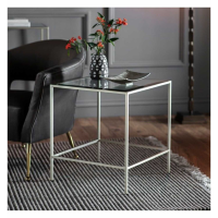 Modern Style 50cm Square Silver Finished Side Lamp End Sofa Table Glass Top 55 x 50cm