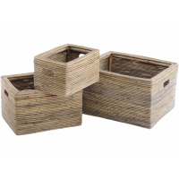 Toba Rectangular Storage Rattan Baskets Set Of Three