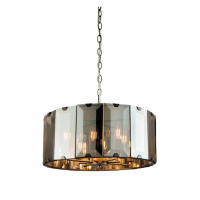 Traditional Clooney Slate Grey Finish Smoked Glass 8 Pendant Ceiling Light 122 x 50cm