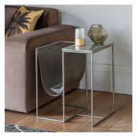 Modern Living Room Magazine Rack With Marble top Side Table On Metal Legs 55x46cm