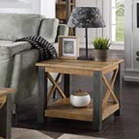 Urban Elegance Reclaimed Wood And Steel Frame Living Room Lamp Table With Underneath Shelf 50 x 50cm