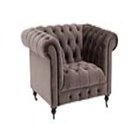 Darby Mink Velvet Fabric 1 Seater Sofa Armchair Chesterfield Deep Buttoned Scrolled Arms