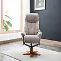 Dubai Swivel Recliner And Footstool With Lisbon Mocha Fabric And Autumn Oak Base