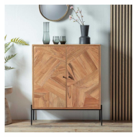 Modern Style Oklahoma Acacia Wood Living Room 2 Door Drinks Storage Cabinet 100x88cm