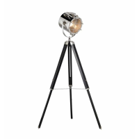 Modern Style Wood And Steel Nickel And Matt Black Finish Nautical Floor Lamp 172 x 77cm