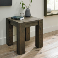 Modern End Lamp Side Table Dark Oak Chunky Legs 50cm Square