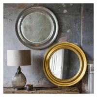 Modern Style Simple Silver Broad Framed Round Bevelled Wall Mirror 84cm Diameter