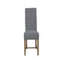Modern Style Wool Upholstered Grey Check Wooden Kitchen Dining Room Chair 110 x 49cm