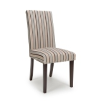 Modern Chenille Duck Egg Stripe Fabric Upholstery Kitchen Dining Chair on Walnut Legs