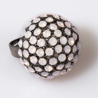 Half Golf Ball Ring Rose Water Opal