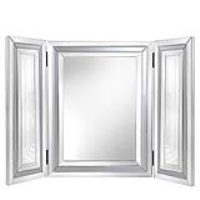 Modern Grey Mirror Glass Triple Vanity Mirror
