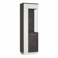 Modern Grey White Tall Narrow Slim Glazed Display Cabinet RH 198cm Tall