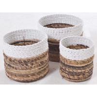 Set Of Three White Rimmed Baskets