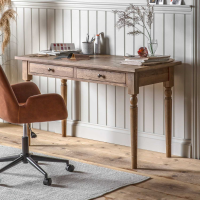 Traditional Oak Home Office Study Writing Desk with 2 Drawers