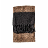 Faux Mohair Throw Black And Camel