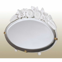 Barbola Floral White Chalk Paint Oval Decorative Table Or Wall Mirror