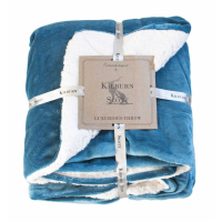 Cosy Teal Velvet Double Sided Flannel Throw Super Soft Sherpa Reverse 17.7x15.2cm