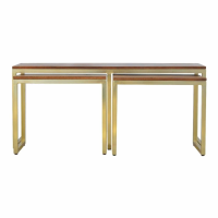 In302 Solid Wood And Iron Gold Base Table Set Of 3