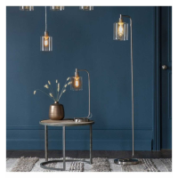Modern Style Brushed Nickel Floor Lighting Lamp With Clear Glass Shade 152 x 25cm