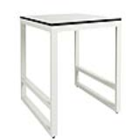 Modern Outdoor Garden Square Side Table White Metal Framed Plain Glass Top