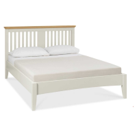 Modern 5ft King Size Bed Soft Grey Painted and Pale Oak Top Shaker Style