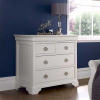 White Painted 2 Over 2 Chest Of 4 Drawers with Top Jewelry Drawer