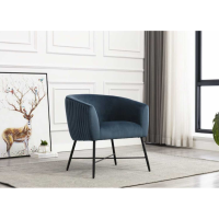 Zara Navy Blue Velvet Fabric Upholstered Tub Chair on Black Legs 73x68cm