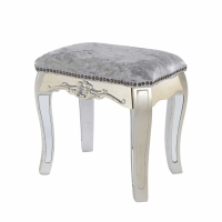 Annabelle French Silver Gilt Leaf Mirrored Dressing Table Stool