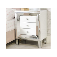 Liberty Antique Mirrored Chest of 3 White Drawers with Bevelled Edges 67x52cm