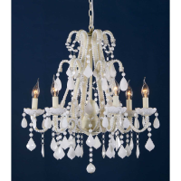 Marie Therese Cream Crack Chandelier, Milky White Crystal 6 Arm