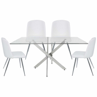 160cm Rectangular Dining Table And 4 Pure White Zara Chairs