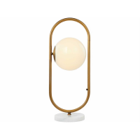 Orbital Modern Brass Framed Marble Base Table Desk Lamp Milk Spherical Glass Light E14 25W