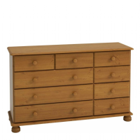 Richmond Pine Wood Stained Lacquered 2 Over 3+4 Bedroom Chest Of Drawers 74x120cm