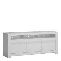 Modern White Painted 3 Door TV Media Entertainment Cabinet 153cm Wide