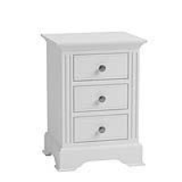 Modern White Painted Bedside Chests of 3 Drawers 40cm Wide Pewter Knobs