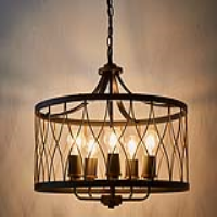 Matt Black And Rustic Bronze Paint 5 Light Pendant Ceiling Light 52cm Diameter
